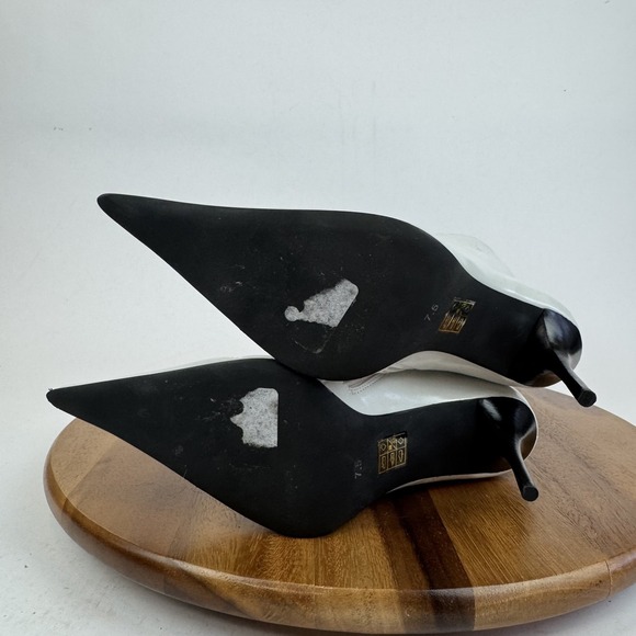 Womens Jeffrey Campbell Proposal White Leather Pointed Toe Heeled Boots Size 7.5 - Picture 8 of 9